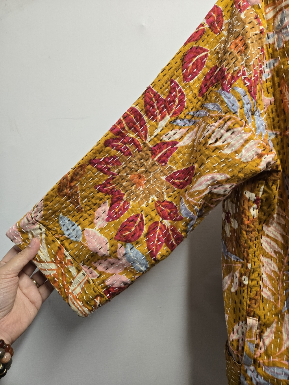 Boho Floral Kantha Kimono - Picture 6 of 8